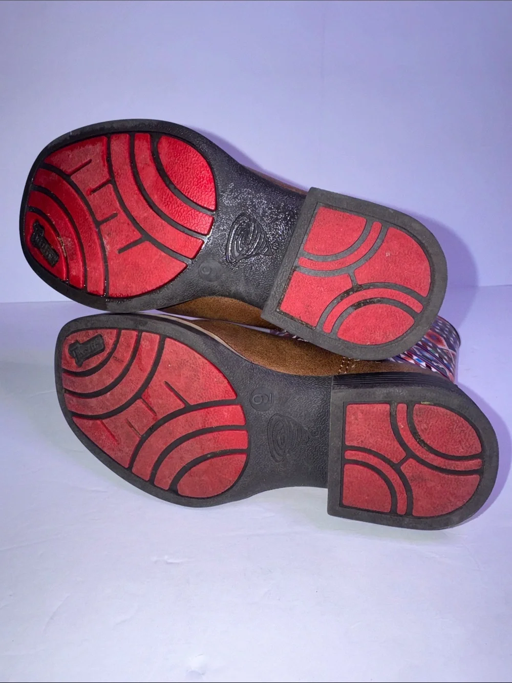 Twister, Kids, Brown Western Boots with Colorful Aztec Shaft, Sz 9K